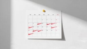 Wall calendar with days marked off — the research on treatment duration shows 90 days produces significantly better outcomes than 30