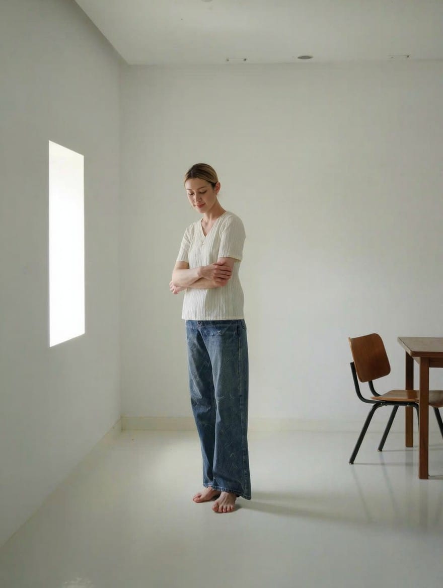 Woman standing alone in a sparse room. meth affects the brain differently than other substances, making recovery uniquely challenging