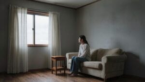 Young female veteran in a sunlit room — military sexual trauma addiction is a recognized clinical pattern requiring specialized treatment